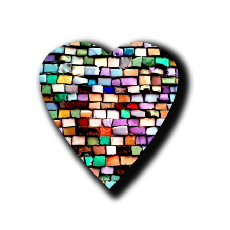 heart filled in with perfectly broken gemstones