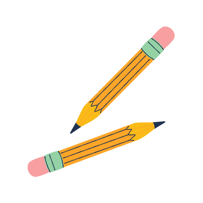 Two short pencils, sharp and ready to write.