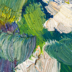 abstract oil canvas of blues and greens