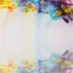 colorful paint splotches on canvas or palette bleeding and streaking into each each other
