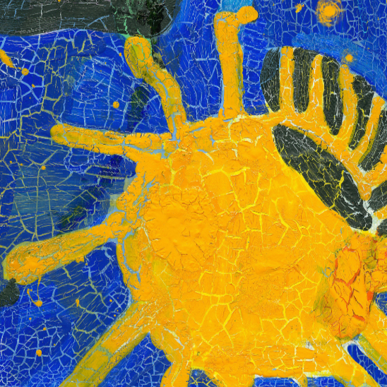 abstract sunburst. orange breaking into blue